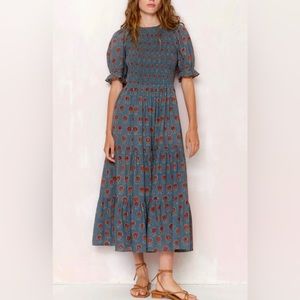Christy Dawn Dress Amalia Indigo Sunflower XS